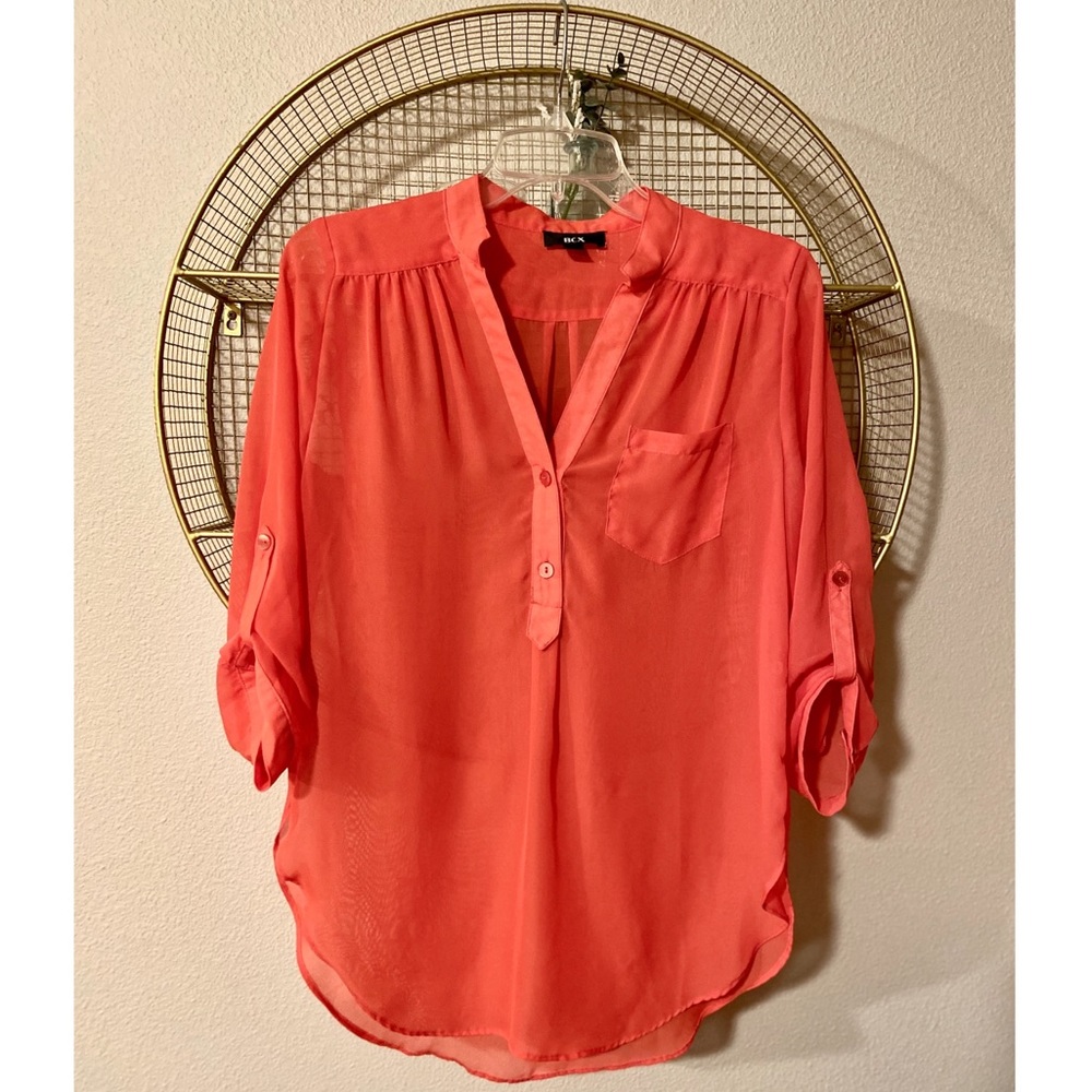 BCBG {BCX Edition} Sheer Button Top